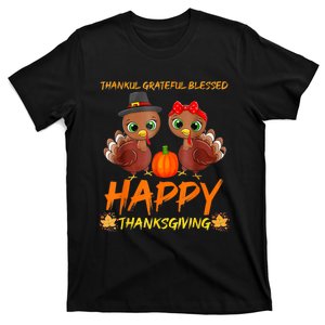 Thankful Grateful Blessed Happy Thanksgiving Turkey T-Shirt