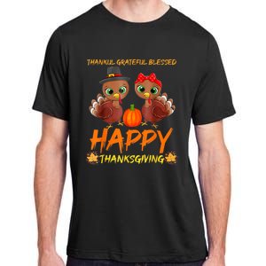 Thankful Grateful Blessed Happy Thanksgiving Turkey Adult ChromaSoft Performance T-Shirt