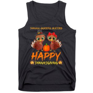 Thankful Grateful Blessed Happy Thanksgiving Turkey Tank Top