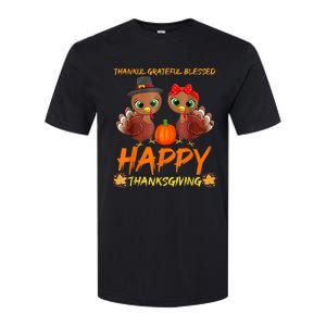 Thankful Grateful Blessed Happy Thanksgiving Turkey Softstyle CVC T-Shirt