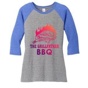 The Grillfather Bbq Gift Women's Tri-Blend 3/4-Sleeve Raglan Shirt