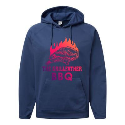 The Grillfather Bbq Gift Performance Fleece Hoodie