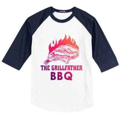 The Grillfather Bbq Gift Baseball Sleeve Shirt