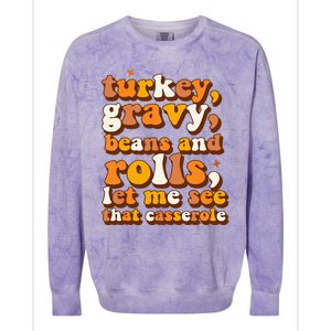 Turkey Gravy Beans & Rolls Casserole Thanksgiving Funny Cute Colorblast Crewneck Sweatshirt