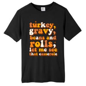 Turkey Gravy Beans & Rolls Casserole Thanksgiving Funny Cute Tall Fusion ChromaSoft Performance T-Shirt