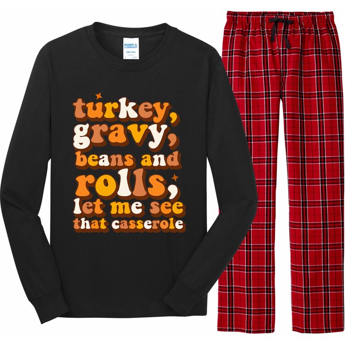 Turkey Gravy Beans & Rolls Casserole Thanksgiving Funny Cute Long Sleeve Pajama Set