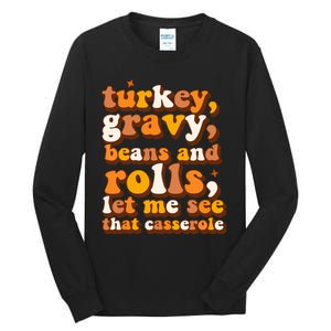 Turkey Gravy Beans & Rolls Casserole Thanksgiving Funny Cute Tall Long Sleeve T-Shirt