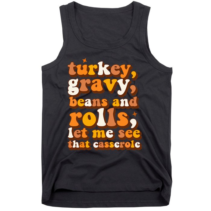 Turkey Gravy Beans & Rolls Casserole Thanksgiving Funny Cute Tank Top