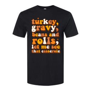 Turkey Gravy Beans & Rolls Casserole Thanksgiving Funny Cute Softstyle CVC T-Shirt