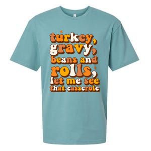 Turkey Gravy Beans & Rolls Casserole Thanksgiving Funny Cute Sueded Cloud Jersey T-Shirt