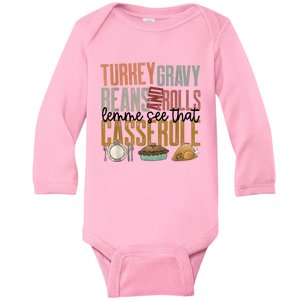 Turkey Gravy Beans And Rolls Let Me See That Casserole Family Thanksgiving Baby Long Sleeve Bodysuit