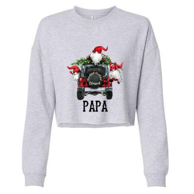 Thankful Grateful Blessed Papa Grandpa Gift Cropped Pullover Crew