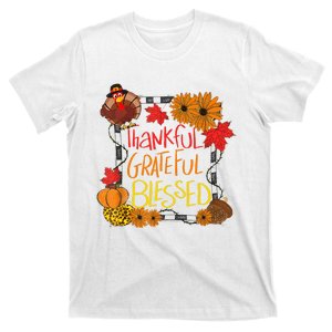 Thankful Grateful Blessed Turkey Happy Thanksgiving T-Shirt