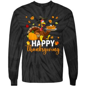 Thankful Grateful Blessed Turkey Women Happy Thanksgiving Tie-Dye Long Sleeve Shirt