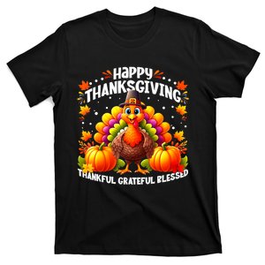 Thankful Grateful Blessed Happy Thanksgiving Turkey T-Shirt