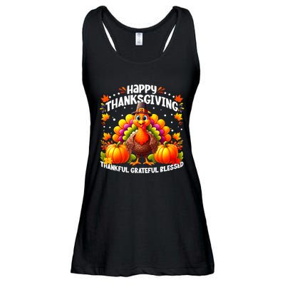 Thankful Grateful Blessed Happy Thanksgiving Turkey Ladies Essential Flowy Tank