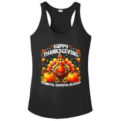 Thankful Grateful Blessed Happy Thanksgiving Turkey Ladies PosiCharge Competitor Racerback Tank