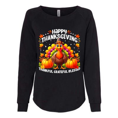 Thankful Grateful Blessed Happy Thanksgiving Turkey Womens California Wash Sweatshirt