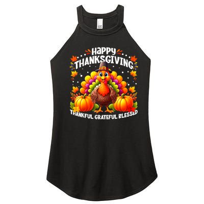 Thankful Grateful Blessed Happy Thanksgiving Turkey Women's Perfect Tri Rocker Tank