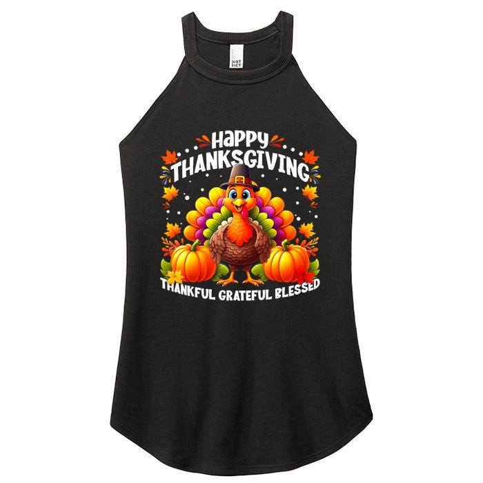 Thankful Grateful Blessed Happy Thanksgiving Turkey Women's Perfect Tri Rocker Tank