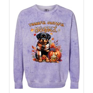 Thankful Grateful Blessed Rottweiler Dog Fall YAll Autumn Colorblast Crewneck Sweatshirt