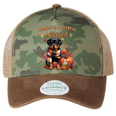 Thankful Grateful Blessed Rottweiler Dog Fall YAll Autumn Legacy Tie Dye Trucker Hat