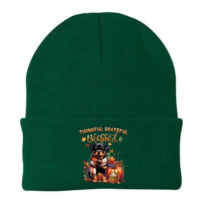 Thankful Grateful Blessed Rottweiler Dog Fall YAll Autumn Knit Cap Winter Beanie