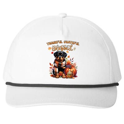 Thankful Grateful Blessed Rottweiler Dog Fall YAll Autumn Snapback Five-Panel Rope Hat