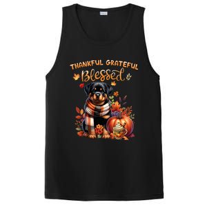 Thankful Grateful Blessed Rottweiler Dog Fall YAll Autumn PosiCharge Competitor Tank