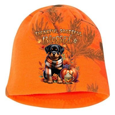 Thankful Grateful Blessed Rottweiler Dog Fall YAll Autumn Kati - Camo Knit Beanie