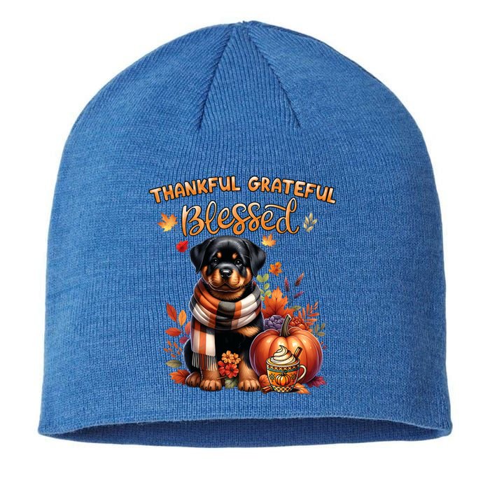 Thankful Grateful Blessed Rottweiler Dog Fall YAll Autumn Sustainable Beanie