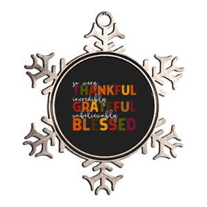 Thankful Grateful Blessed Thankful Blessed Thanksgiving Metallic Star Ornament