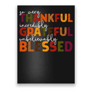 Thankful Grateful Blessed Thankful Blessed Thanksgiving Poster