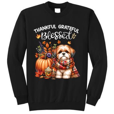 Thankful Grateful Blessed Shih Tzu Dog Fall YAll Autumn Sweatshirt