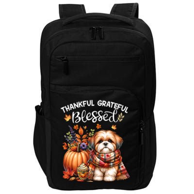 Thankful Grateful Blessed Shih Tzu Dog Fall YAll Autumn Impact Tech Backpack