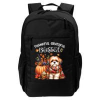 Thankful Grateful Blessed Shih Tzu Dog Fall YAll Autumn Daily Commute Backpack