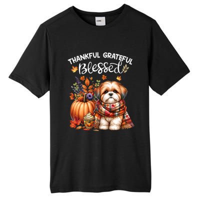 Thankful Grateful Blessed Shih Tzu Dog Fall YAll Autumn Tall Fusion ChromaSoft Performance T-Shirt