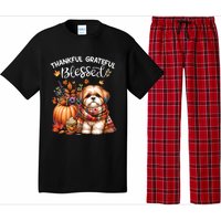 Thankful Grateful Blessed Shih Tzu Dog Fall YAll Autumn Pajama Set