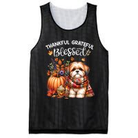 Thankful Grateful Blessed Shih Tzu Dog Fall YAll Autumn Mesh Reversible Basketball Jersey Tank