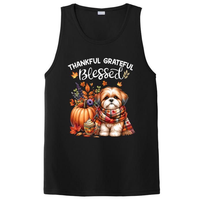 Thankful Grateful Blessed Shih Tzu Dog Fall YAll Autumn PosiCharge Competitor Tank