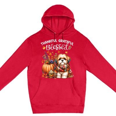 Thankful Grateful Blessed Shih Tzu Dog Fall YAll Autumn Premium Pullover Hoodie