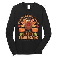 Thankful Grateful Blessed Turkey Women Happy Thanksgiving Long Sleeve Shirt