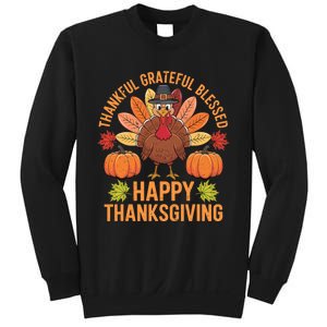 Thankful Grateful Blessed Turkey Women Happy Thanksgiving Sweatshirt