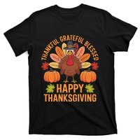 Thankful Grateful Blessed Turkey Women Happy Thanksgiving T-Shirt