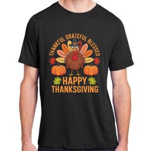 Thankful Grateful Blessed Turkey Women Happy Thanksgiving Adult ChromaSoft Performance T-Shirt