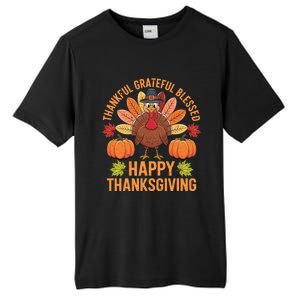 Thankful Grateful Blessed Turkey Women Happy Thanksgiving Tall Fusion ChromaSoft Performance T-Shirt