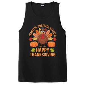 Thankful Grateful Blessed Turkey Women Happy Thanksgiving PosiCharge Competitor Tank