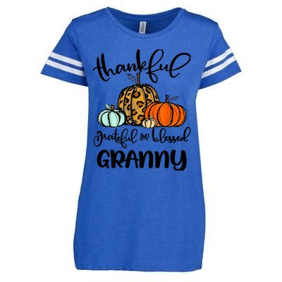 Thankful Grateful Blessed Granny Pumpkin Fall Thanksgiving Enza Ladies Jersey Football T-Shirt