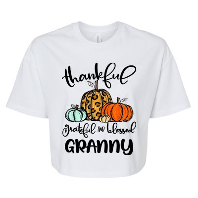 Thankful Grateful Blessed Granny Pumpkin Fall Thanksgiving Bella+Canvas Jersey Crop Tee