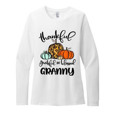 Thankful Grateful Blessed Granny Pumpkin Fall Thanksgiving Womens CVC Long Sleeve Shirt